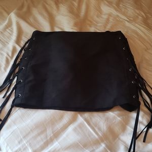 fringe mini skirt